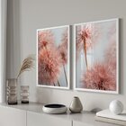 Quadro Decorativo 2 Telas Dente De Leão Rosa Diversos Tamanho