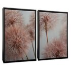 Quadro Decorativo 2 Telas Dente De Leão Rosa Diversos Tamanho