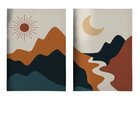 Quadro Decorativo 2 Telas Paisagem Minimalista Diversos Taman