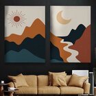 Quadro Decorativo 2 Telas Paisagem Minimalista Diversos Taman