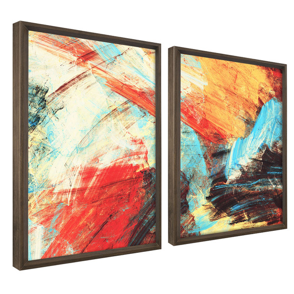 Quadro Decorativo 2 Telas Pintura Abstrata Iii  60x40 Preta