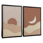 Quadro Decorativo 2 Telas Sol E Lua Diversos Tamanhos Tabaco