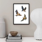 Quadro Decorativo 3 Andorinhas Voando 45x34cm Moldura Branca