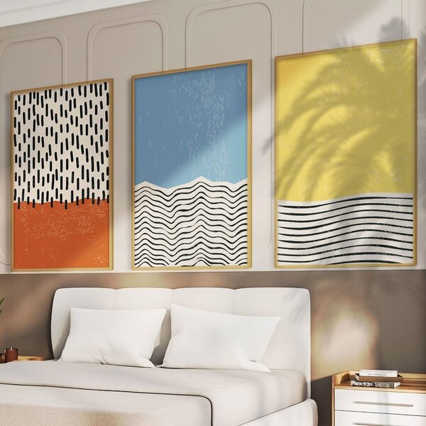 Quadro Decorativo 3 Telas Abstrato Vii Diversos Tamanhos Taba