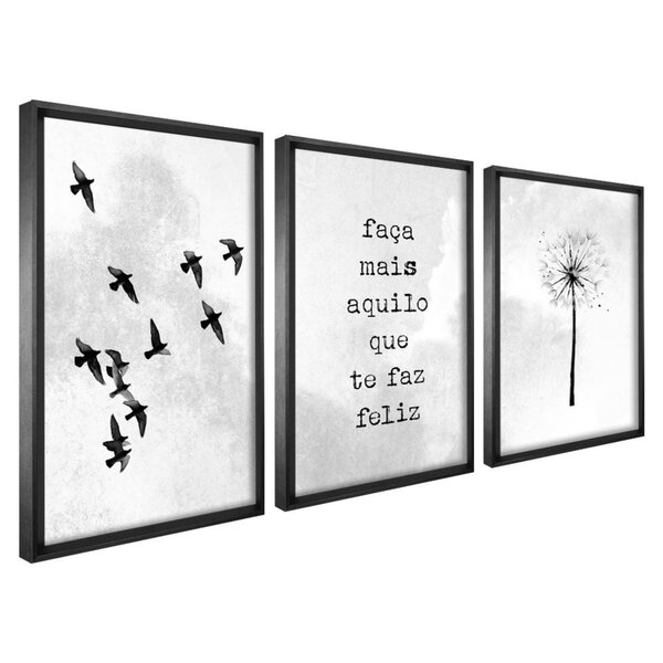 Quadro Decorativo 3 Telas Aquilo Que Te Faz Feliz Diversos Ta