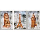 Quadro Decorativo 3 Telas Cidades E Monumentos Diversos Taman