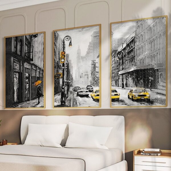 Quadro Decorativo 3 Telas Cidades New York Diversos Tamanhos
