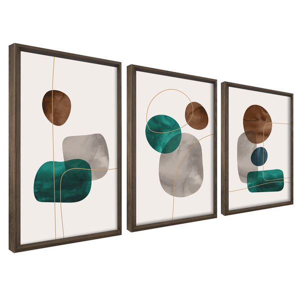 Quadro Decorativo 3 Telas Composição Ii  60x40 Branca