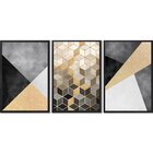 Quadro Decorativo 3 Telas Dourado Diversos Tamanhos Natural