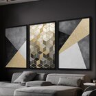 Quadro Decorativo 3 Telas Dourado Diversos Tamanhos Tabaco