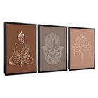 Quadro Decorativo 3 Telas Flor De Lotus Diversos Tamanhos Nat