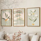 Quadro Decorativo 3 Telas Florais Diversos Tamanhos Preto