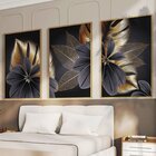 Quadro Decorativo 3 Telas Folhas Douradas Diversos Tamanhos B