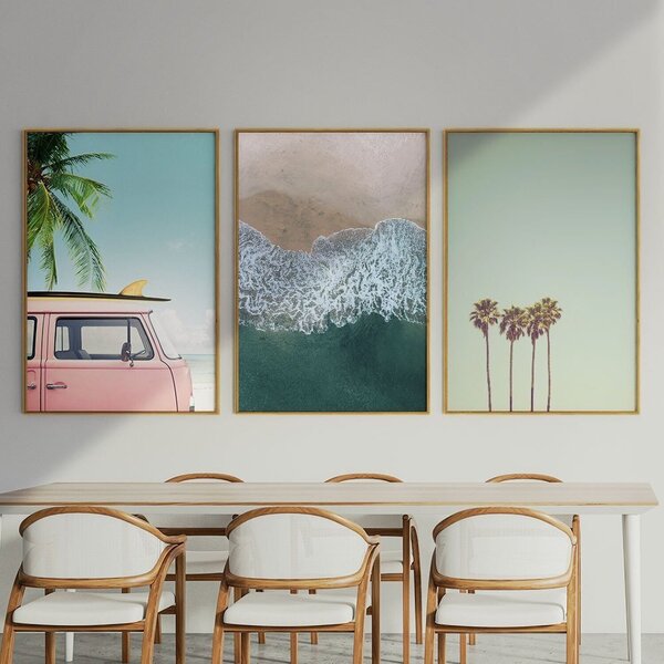 Quadro Decorativo 3 Telas Paisagem Praia E Surf Diversos Tama