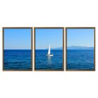 Quadro Decorativo 3 Telas Veleiro Diversos Tamanhos Branco