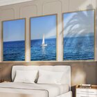 Quadro Decorativo 3 Telas Veleiro Diversos Tamanhos Branco