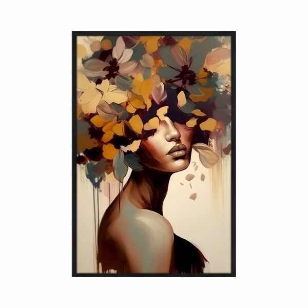 Quadro Decorativo 40x60cm Canvas Arte Moderna Mulher Com Flor