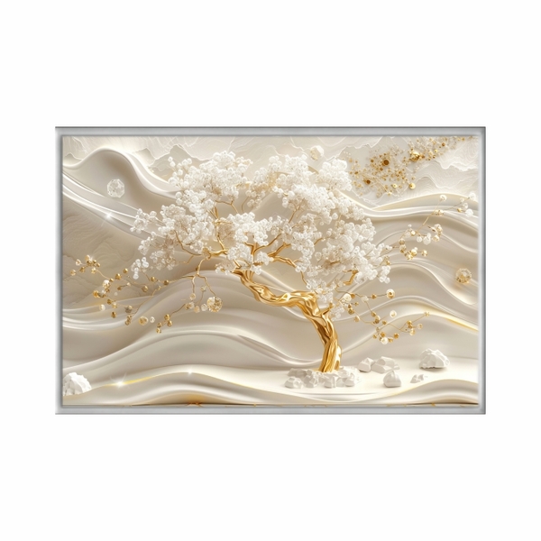 Quadro Decorativo 40x60cm Canvas Arvore Abstrata Dourada Art0