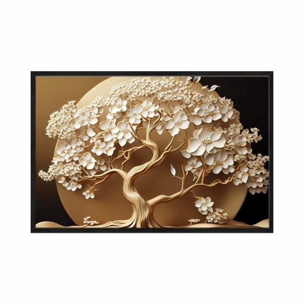 Quadro Decorativo 40x60cm Canvas Arvore Da Vida Dourada Flore