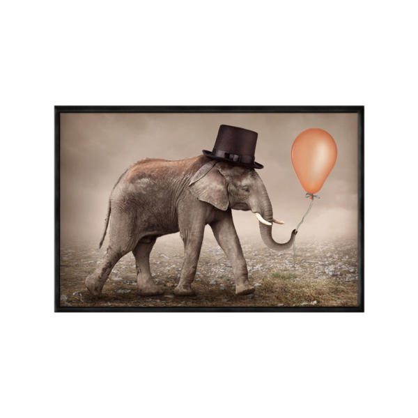 Quadro Decorativo 40x60cm Canvas Elefante Com Balao Surreal A
