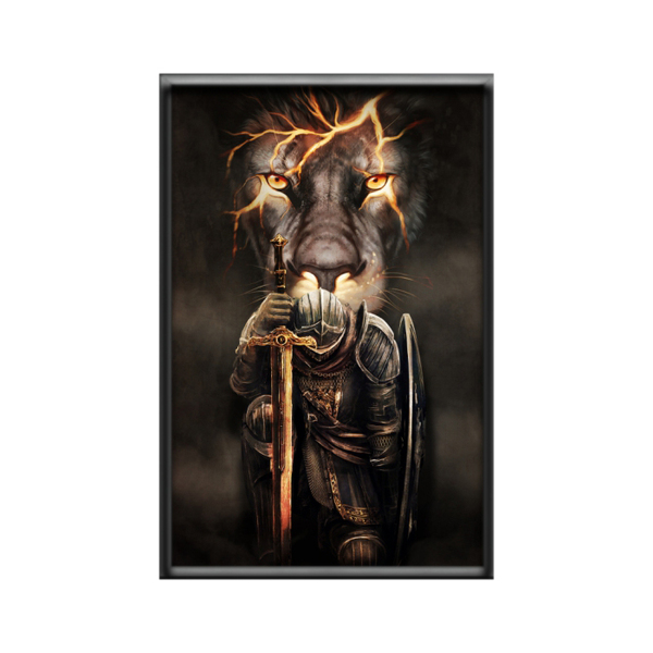 Quadro Decorativo 40x60cm Canvas Leão Cavaleiro Medieval Art0