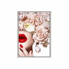 Quadro Decorativo 40x60cm Canvas Mulher Abstrata Flores Boca