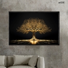 Quadro Decorativo 40x60cm Vidro Arvore Da Vida Dourada Art050