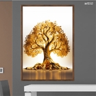 Quadro Decorativo 40x60cm Vidro Arvore Da Vida Dourada Art052