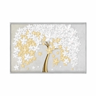 Quadro Decorativo 40x60cm Vidro Arvore Folhas Brancas E Doura