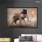 Quadro Decorativo 40x60cm Vidro Elefante Com Balao Surreal An