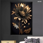 Quadro Decorativo 40x60cm Vidro Flor Dourada Natureza Ouro Ar