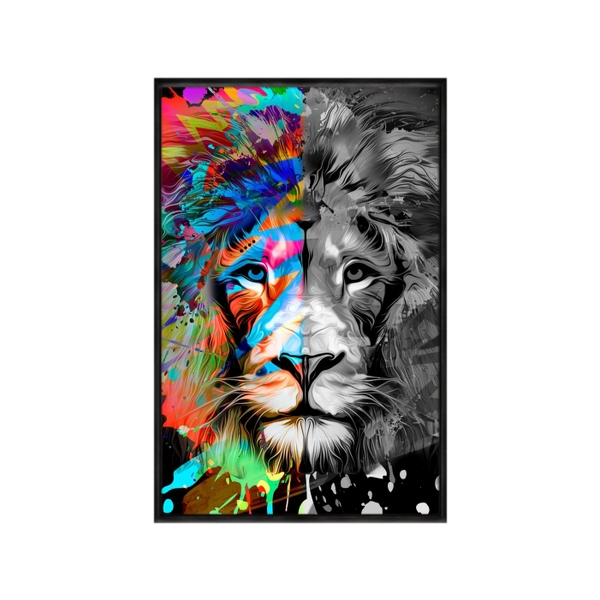 Quadro Decorativo 40x60cm Vidro Leao Moderno Colorido E Pb An