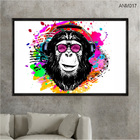 Quadro Decorativo 40x60cm Vidro Macaco Colorido Pintura Anm017