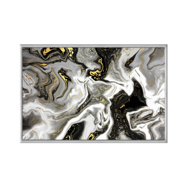 Quadro Decorativo 40x60cm Vidro Marmore Preto E Dourado Abstr