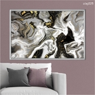Quadro Decorativo 40x60cm Vidro Marmore Preto E Dourado Abstr