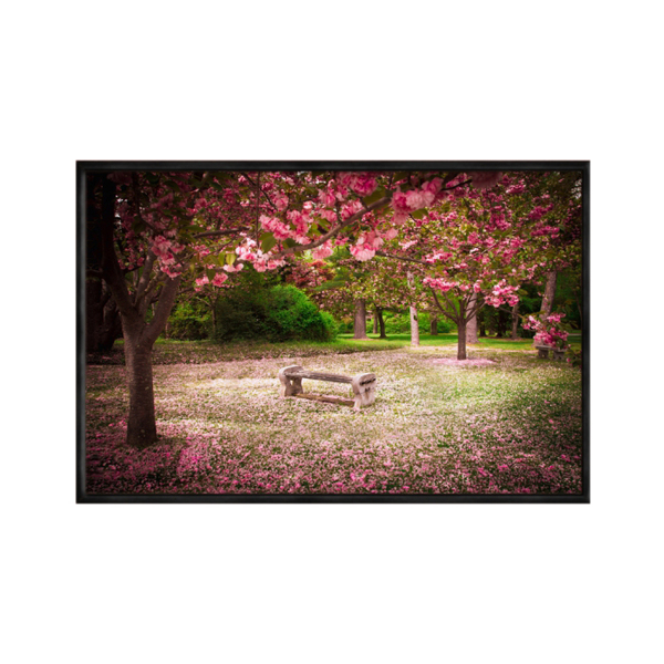 Quadro Decorativo 40x60cm Vidro Parque Banco Com Flores De Ce