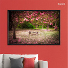 Quadro Decorativo 40x60cm Vidro Parque Banco Com Flores De Ce