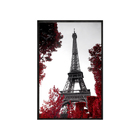 Quadro Decorativo 40x60cm Vidro Torre Eiffel Folhas Vermelhas