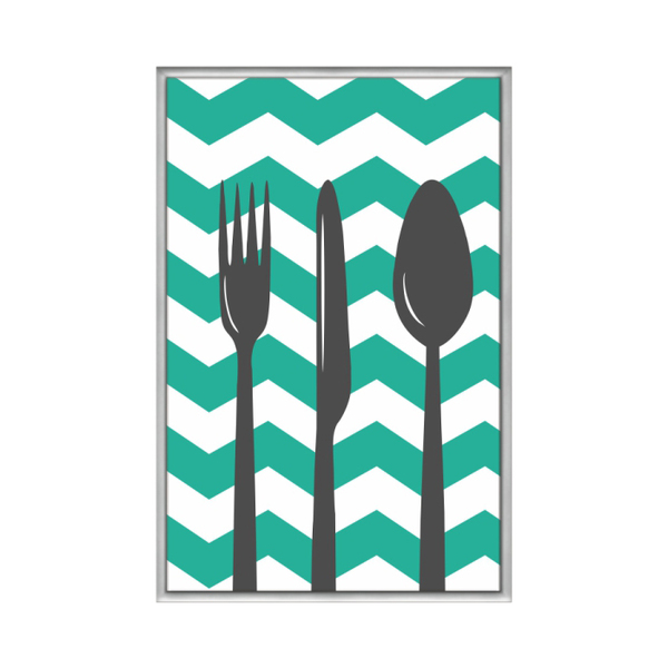 Quadro Decorativo 40x60cm Vidro Utensilios De Cozinha Chevron