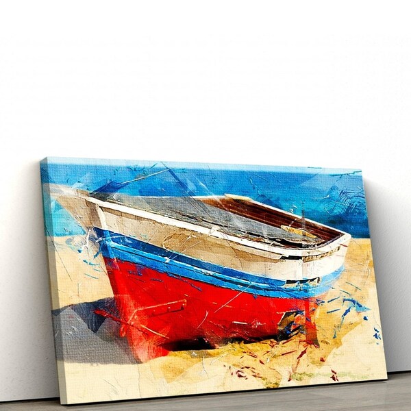Quadro Decorativo 40x70cm Barco Na Praia