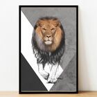 Quadro Decorativo 60x40  C/ Moldura Leão Preto E Branco