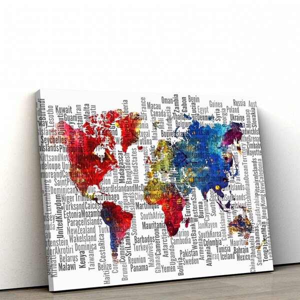 Quadro Decorativo 60x90cm Mapa Mundi Mosaico