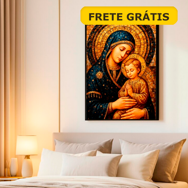 Quadro Decorativo  100x150 Cm - Virgem Maria  - Com Moldura -