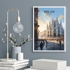 Quadro Decorativo  Itália - Milão 33x24cm - Com Vidro Moldura