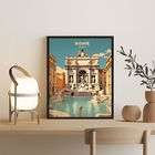 Quadro Decorativo  Itália - Roma 24x18cm - Com Vidro Moldura: