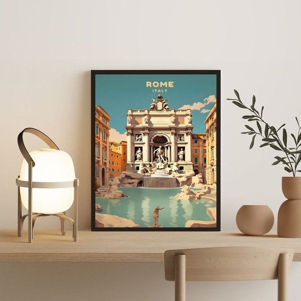Quadro Decorativo  Itália - Roma 45x34cm Moldura:madeira Preta