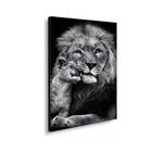 Quadro Decorativo  Leão Preto E Branco A Proteção Filhote