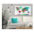 Quadro Decorativo  Mapa Mundi Colorid Azul 55x100cm