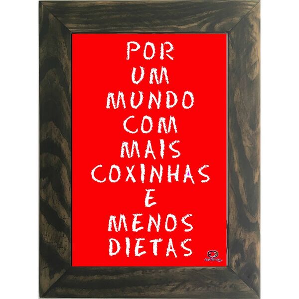 Quadro Decorativo A4 Vermelho Mais Coxinha  Menos Dieta Cosi