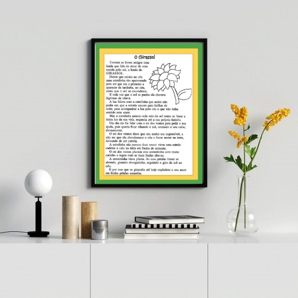 Quadro Decorativo A Lenda Do Girassol 45x34cm - Com Vidro Mol